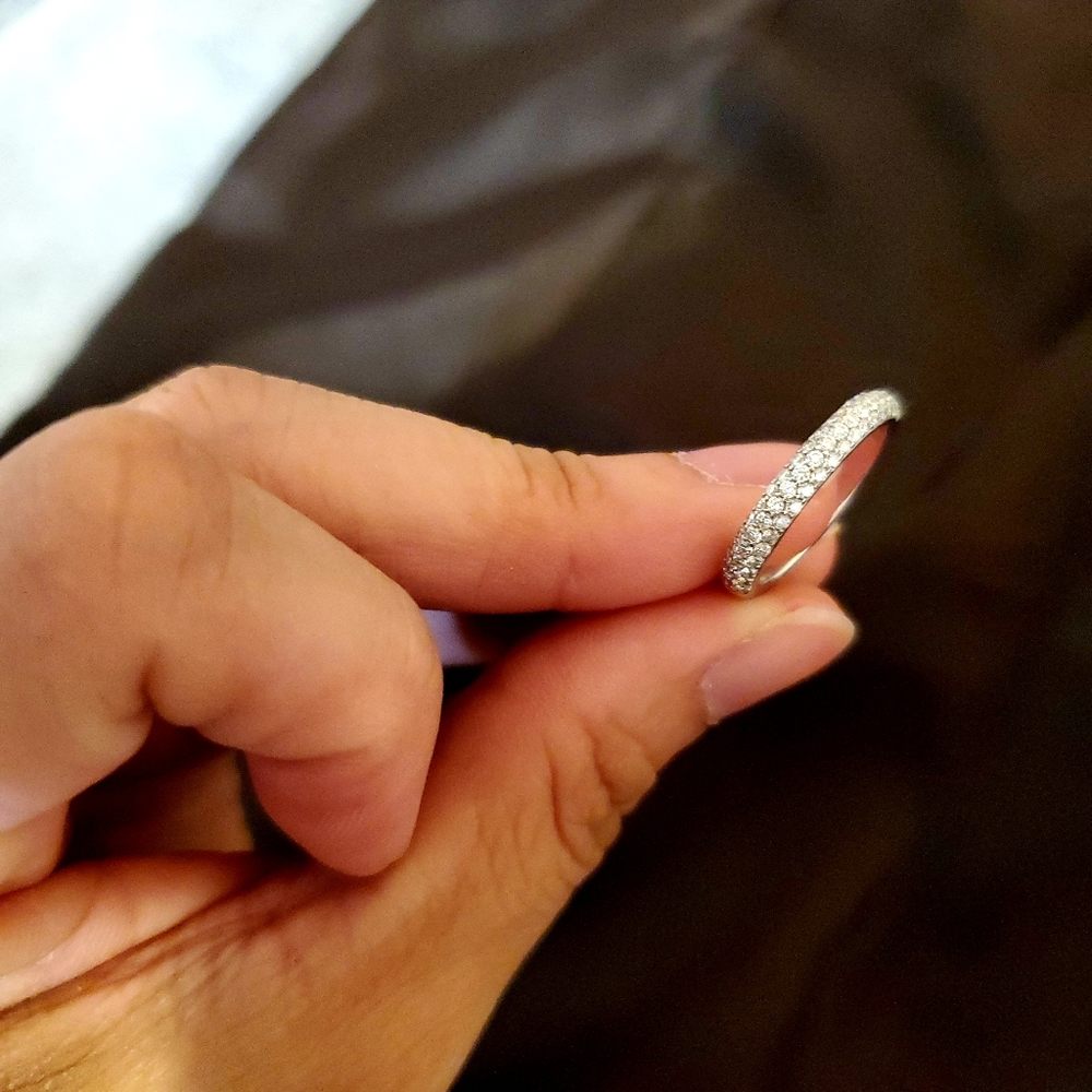 14k White Gold Micropave Diamond Ring